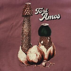 Tori Amos Venus Envy Concert Tee T Shirt Mauve Mushrooms L Raw Edge